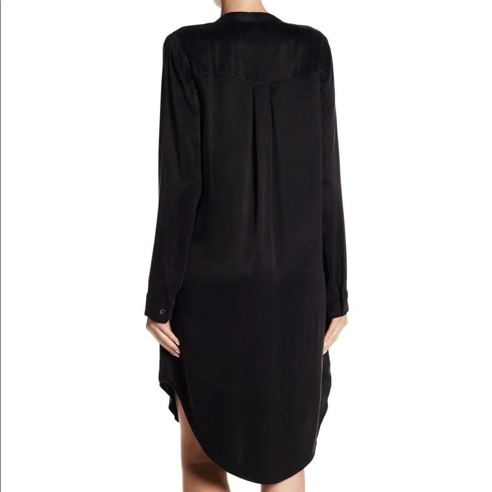 Splendid Hi-Lo Shirt Dress XS Black Tunic Cupro Button Down